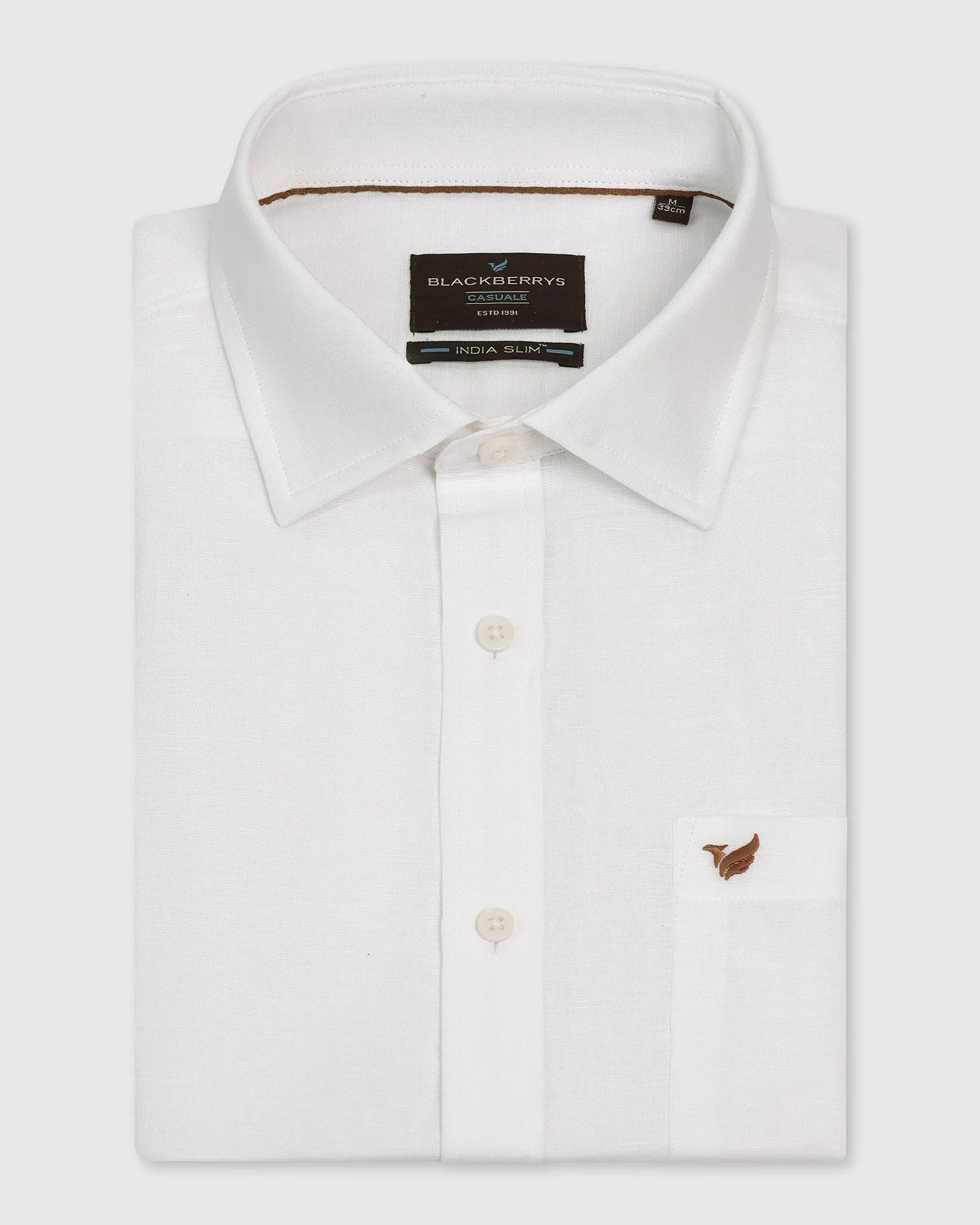 Linen Casual Half Sleeve White Solid Shirt - Salmon Travel Essential Fashion Forward