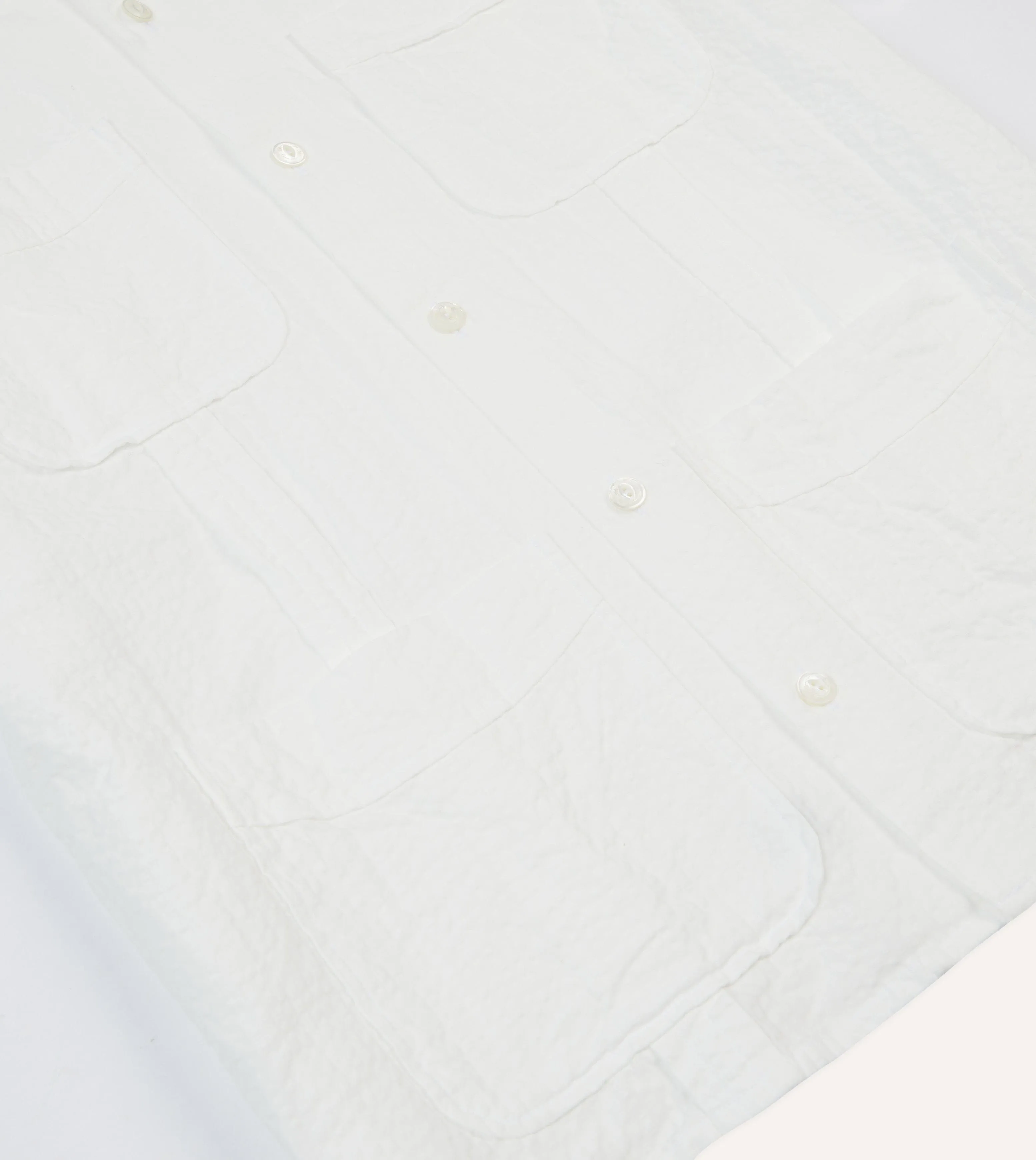 Smooth Stitch Pattern White Cotton-Linen Short Sleeve Cuban Shirt