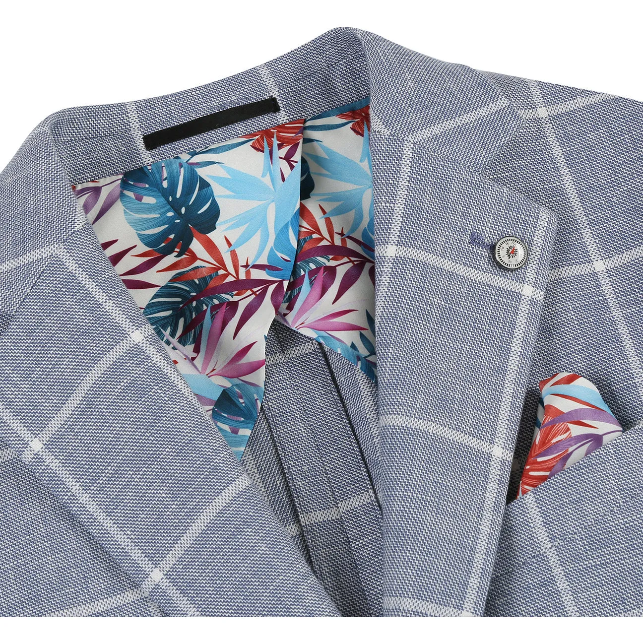 Pellagio Blue White Men's Half Canvas Blazer PS24-7 MoistureWickingInterior