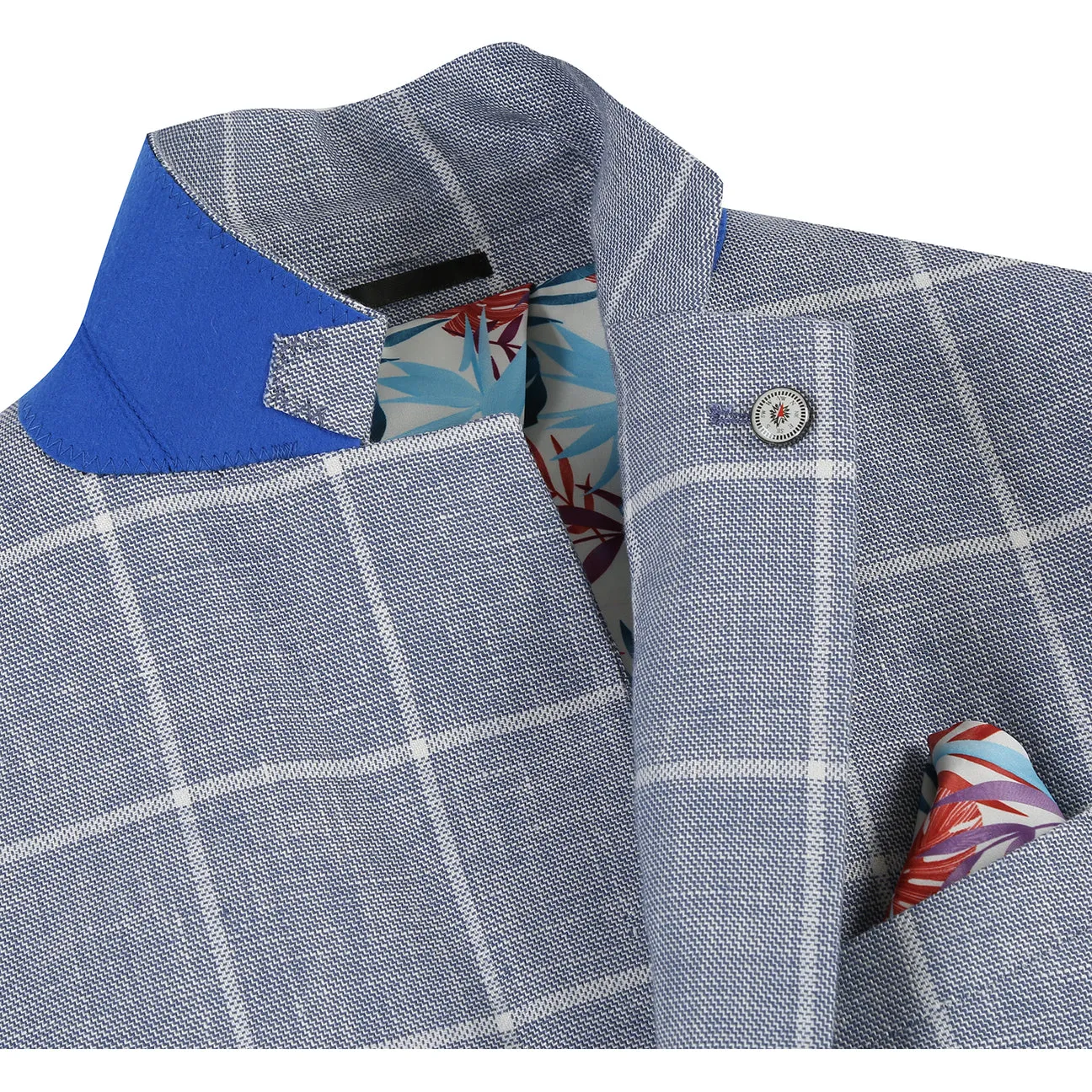 Cheap Nice Pellagio Blue White Men's Half Canvas Blazer PS24-7