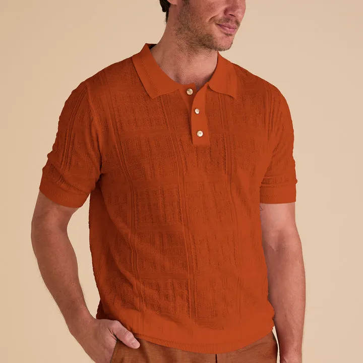 Inserch SS Knit Polo KS001-00109 Burnt Orange Moon Beam Match Fit