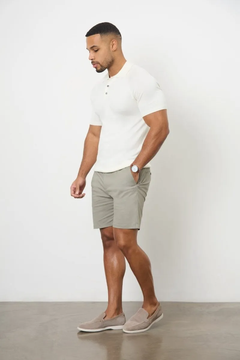 Athletic Fit Chino Shorts 7" in Soft Khaki quick-dry feature Low Bulk Construction