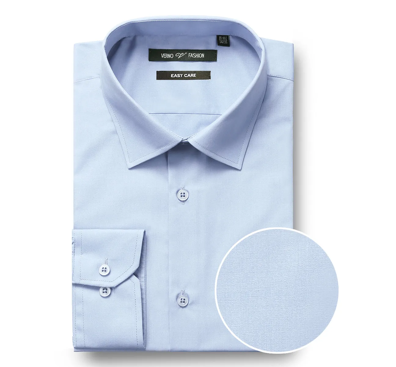 bohemian flair VERNO Light Blue Classic Fit Long Sleeve Travel Easy-Care Cotton Dress Shirt CS0221