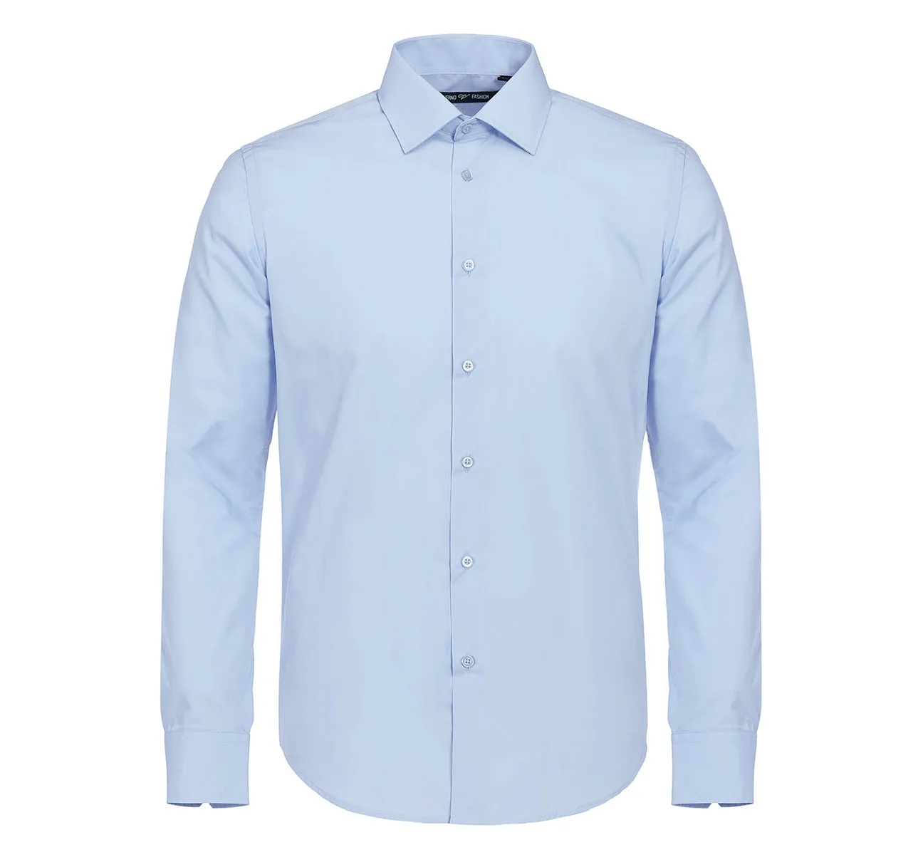 VERNO Light Blue Classic Fit Long Sleeve Travel Easy-Care Cotton Dress Shirt CS0221 Contemporary Style