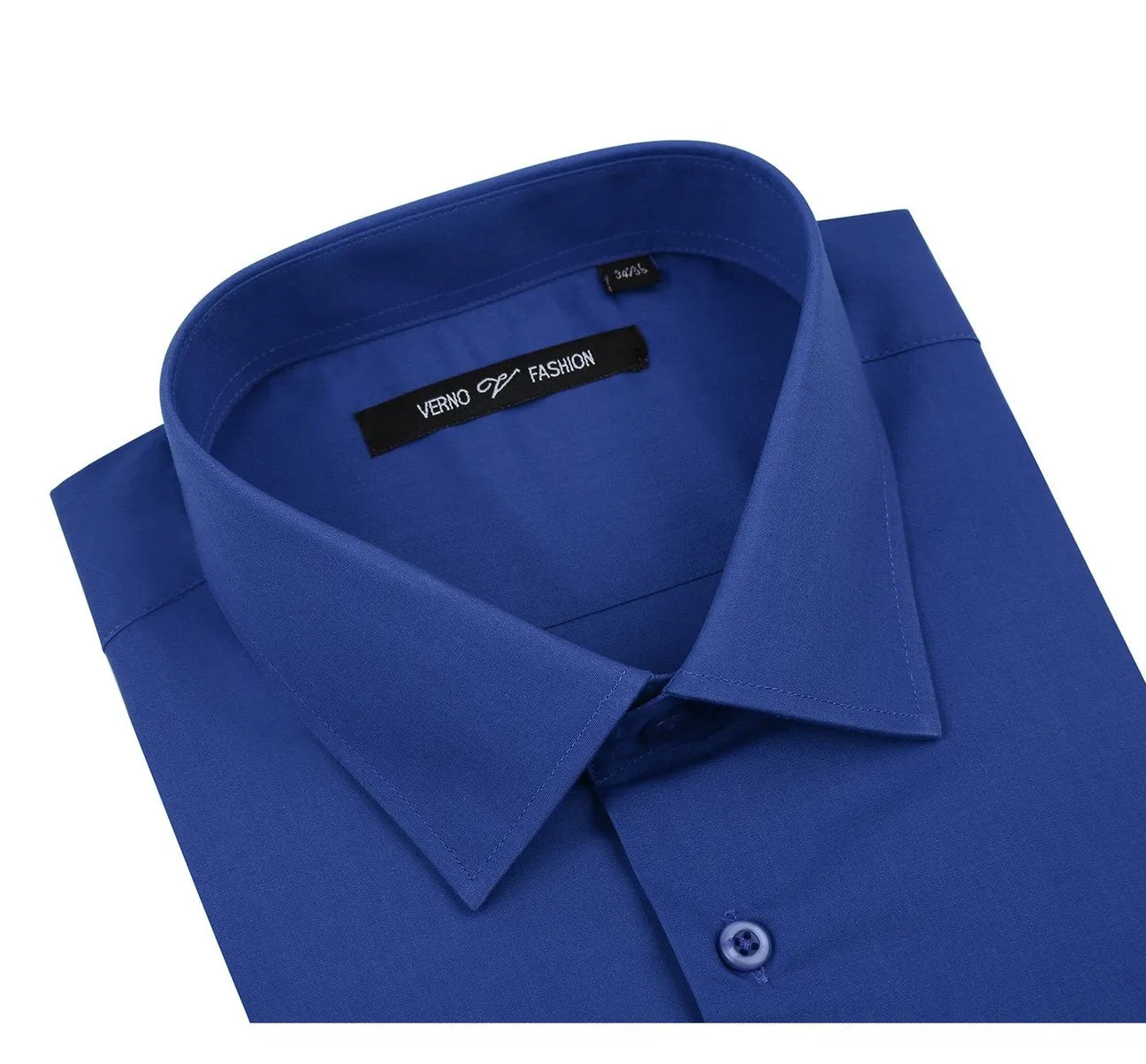 VERNO Royal Blue Classic/Regular Fit Long Sleeve Spread Collar Dress Shirt TC635 Pocket Detail Corporate Event