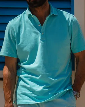 Ice Blue Polo T-Shirt Relaxed Neckline