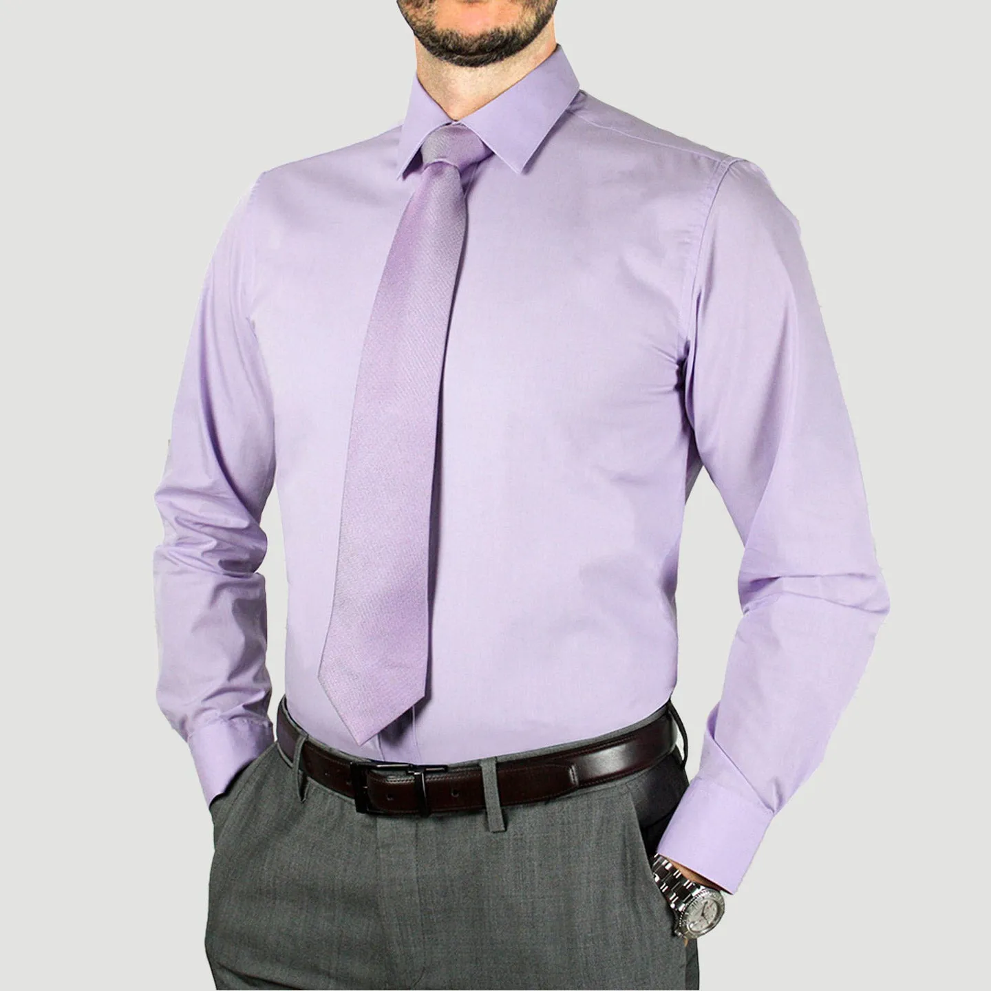 ARTURO Modern Fit Long Sleeve Lilac Dress Shirt (4X to 6X) Multi Functional Pockets