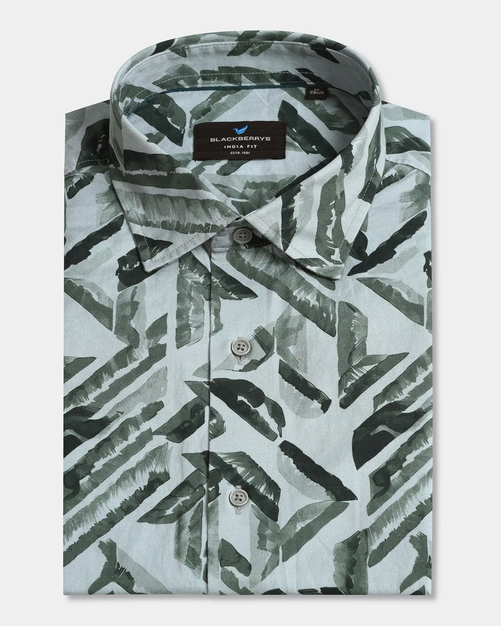 Athleisure Trend Recycled Polyester Blend Green Printed Shirt - Volmer
