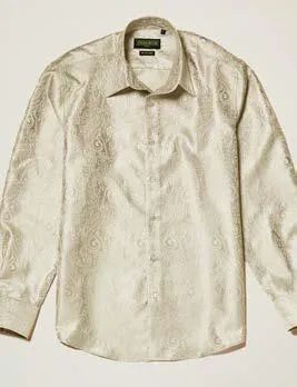 AntiPilling Inserch Long Sleeve Paisley Jacquard Shirt LS005-134 Bone