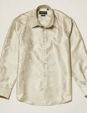 AntiPilling Inserch Long Sleeve Paisley Jacquard Shirt LS005-134 Bone