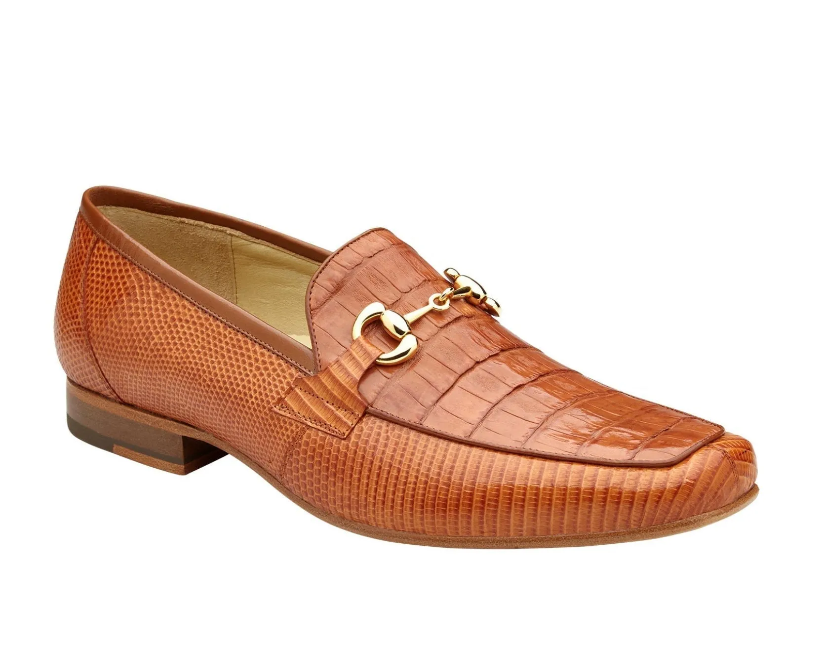 Belvedere Udine Genuine Caiman Crocodile and Lizard Leather Loafer in Antique Brandy Ground Steady