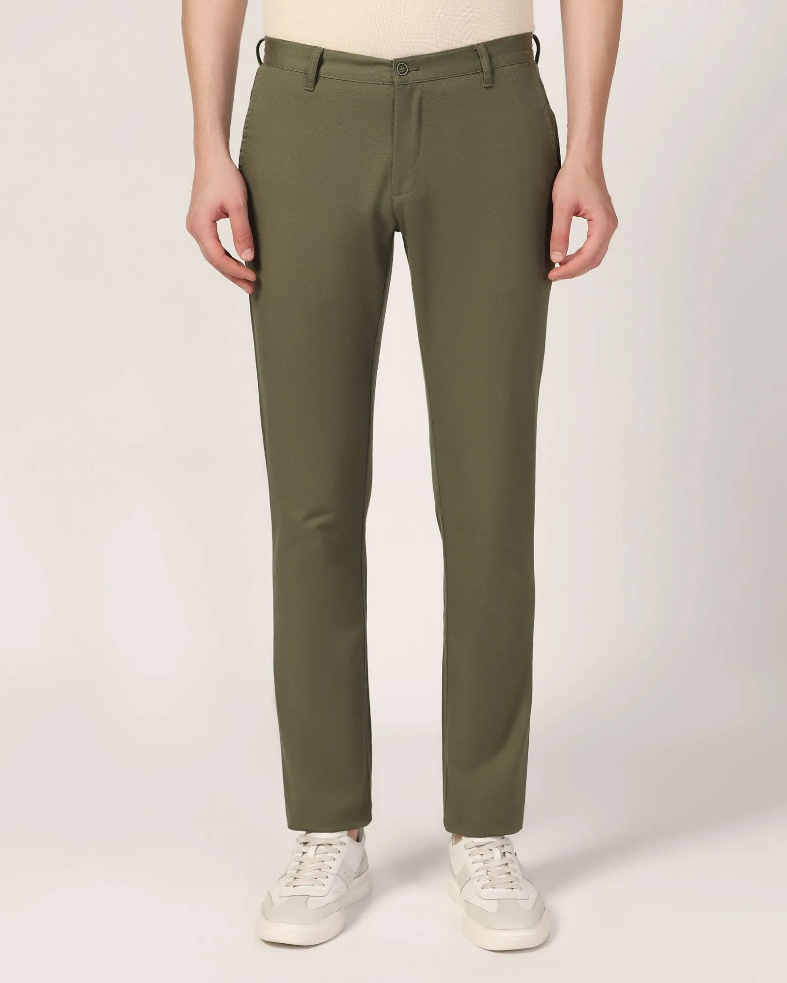 Slim Fit B-91 Casual Olive Solid Khakis - Mint Tight Fit
