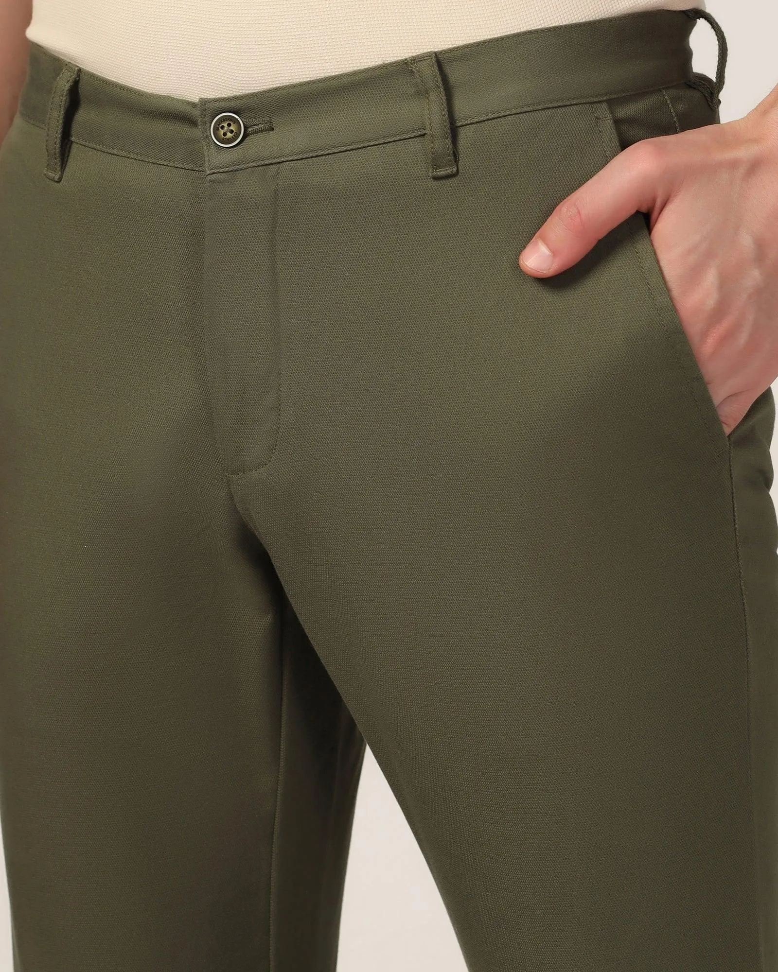 Fashion Stretch Slim Fit B-91 Casual Olive Solid Khakis - Mint