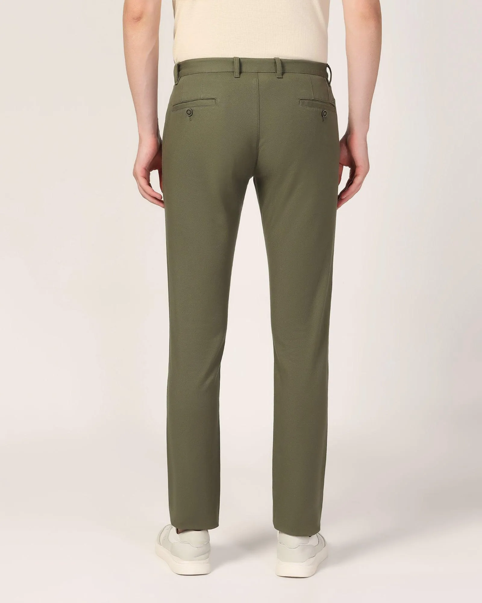 Slim Fit B-91 Casual Olive Solid Khakis - Mint All Weather Comfort