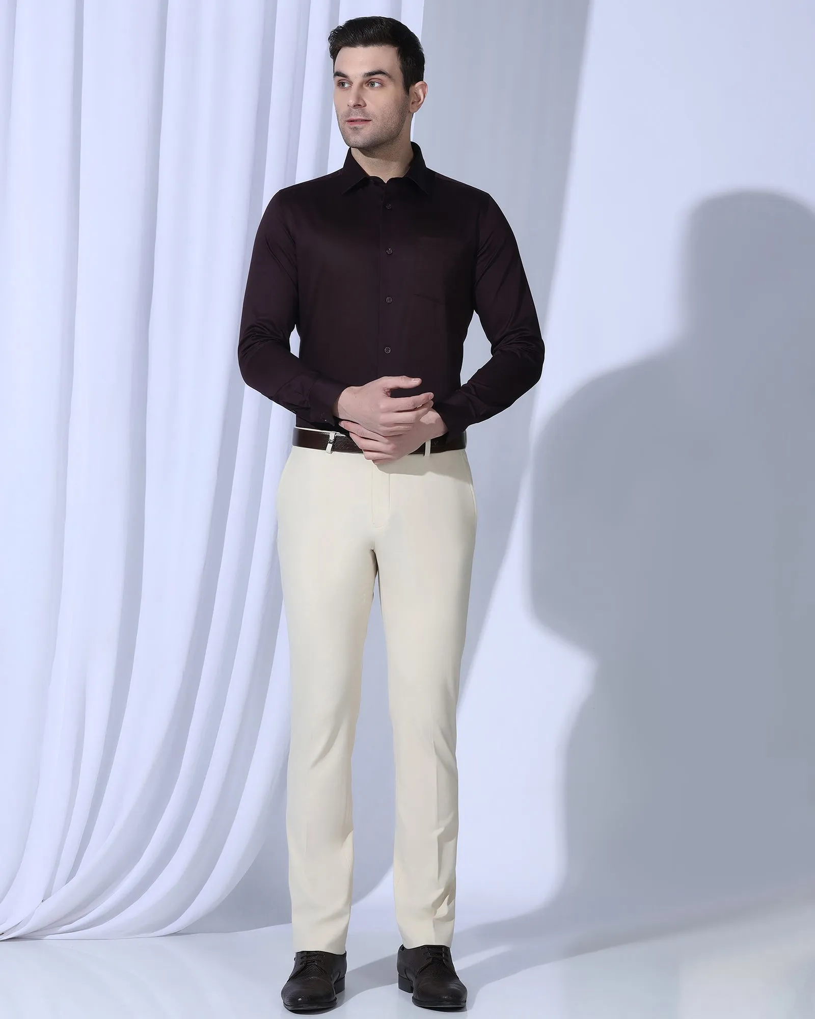 Outerwear Companion Non Iron Formal Purple Solid Shirt - Georgia