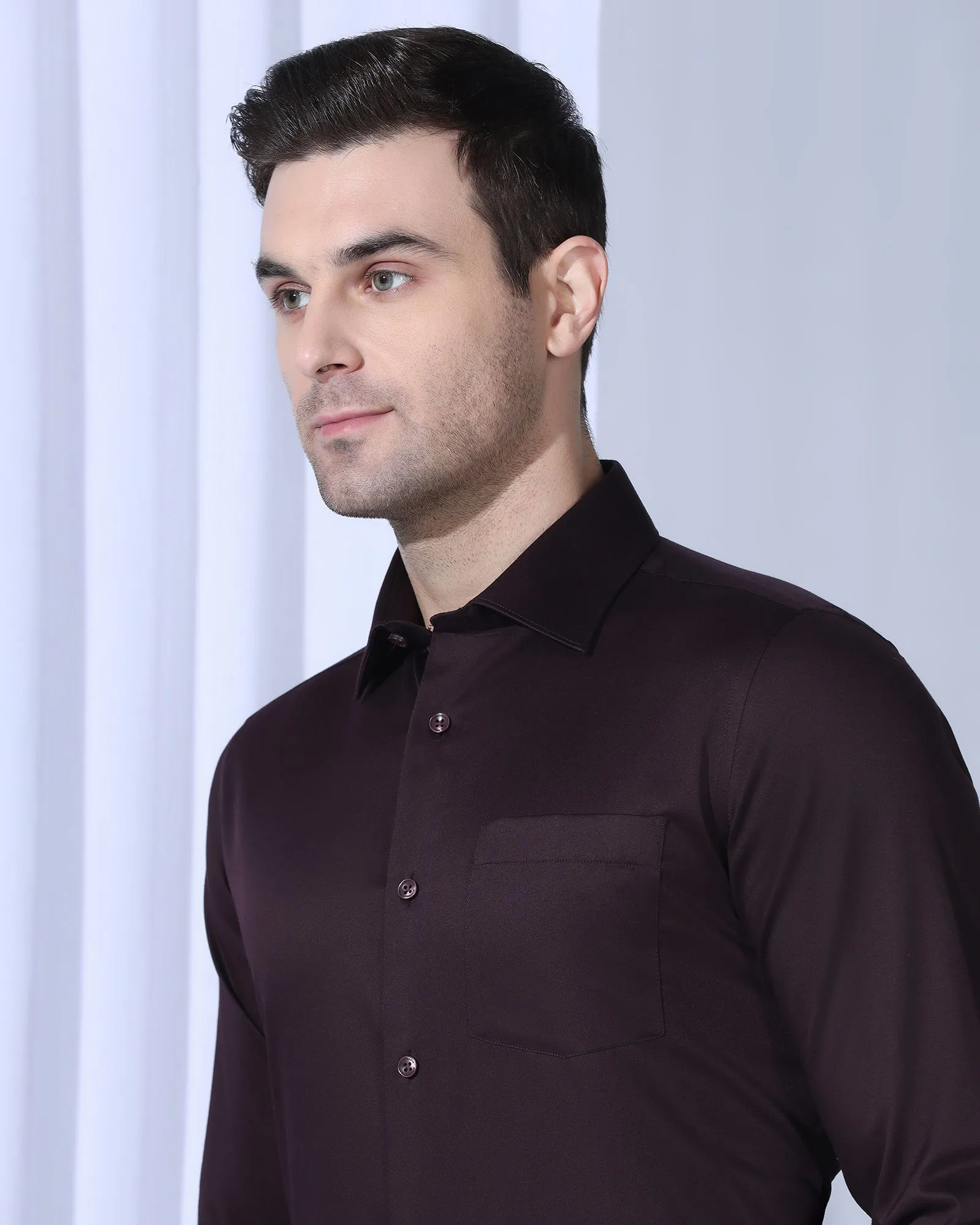 Odor Resistant Comfort Wear Non Iron Formal Purple Solid Shirt - Georgia
