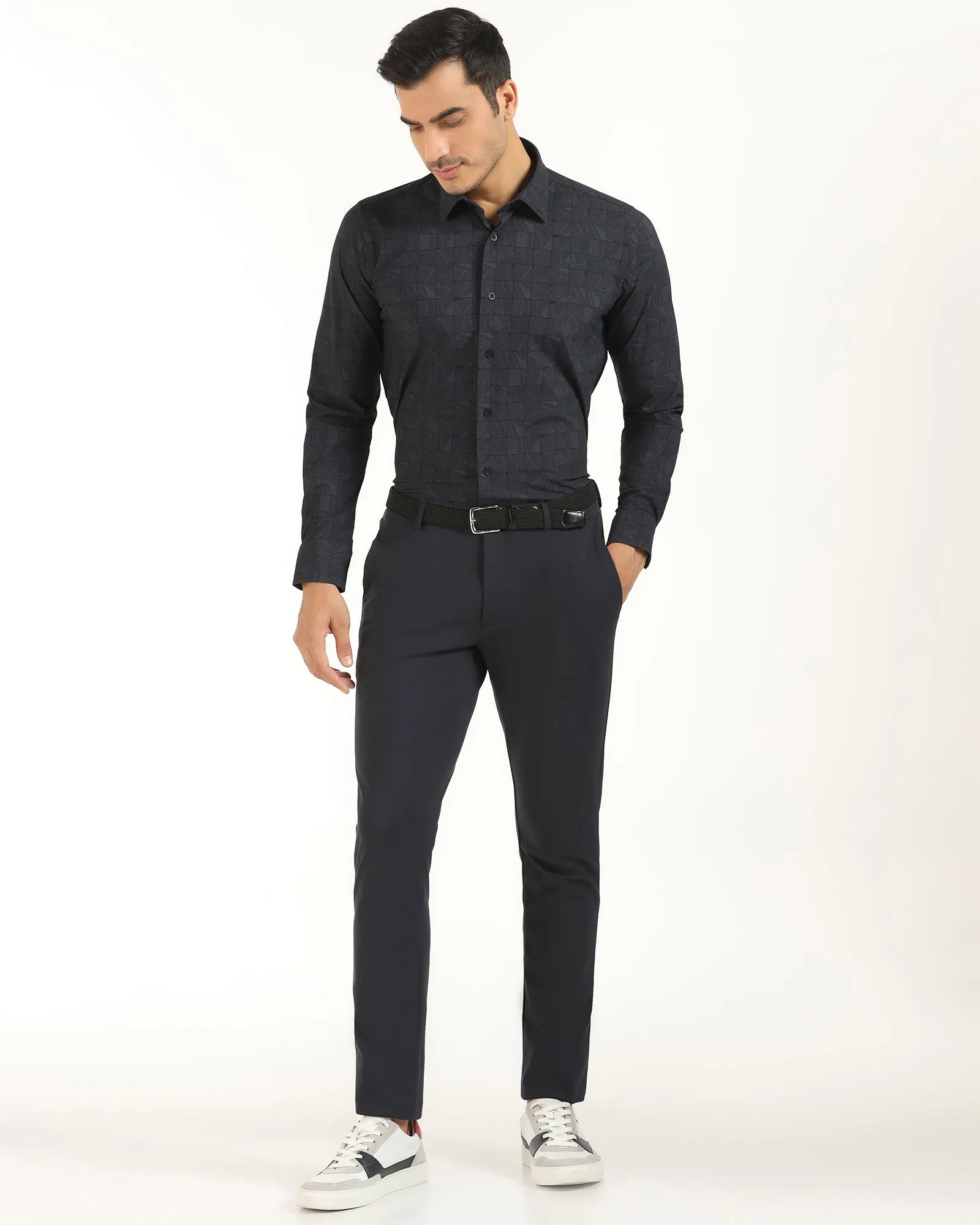Sweat-Absorbing TechPro Formal Black Printed Shirt - Kyler