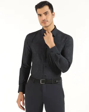Corporate Wear Abrasion Resistant Edges TechPro Formal Black Printed Shirt - Kyler