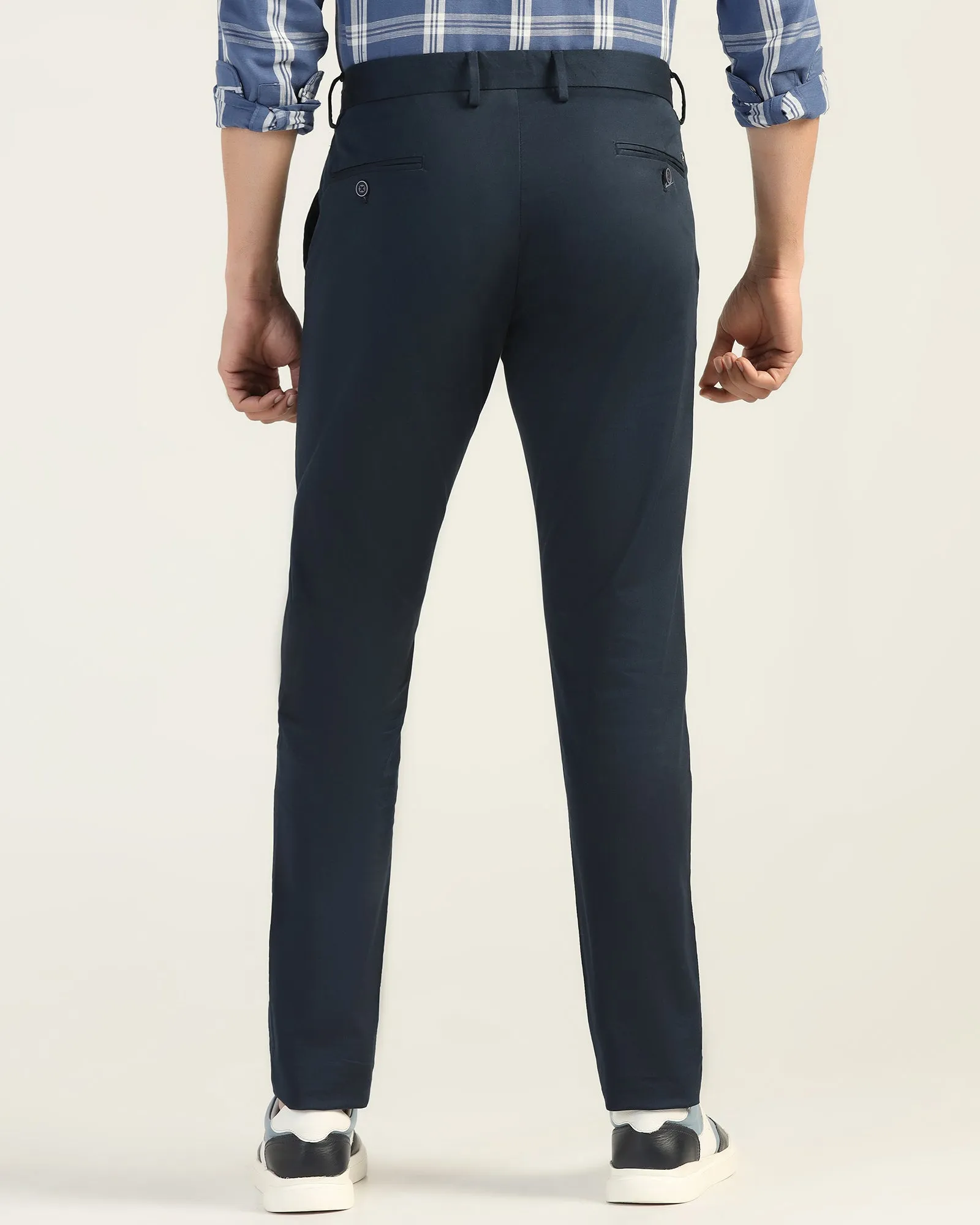 Slim Fit B-91 Casual Navy Solid Khakis - Martin All Around Fit