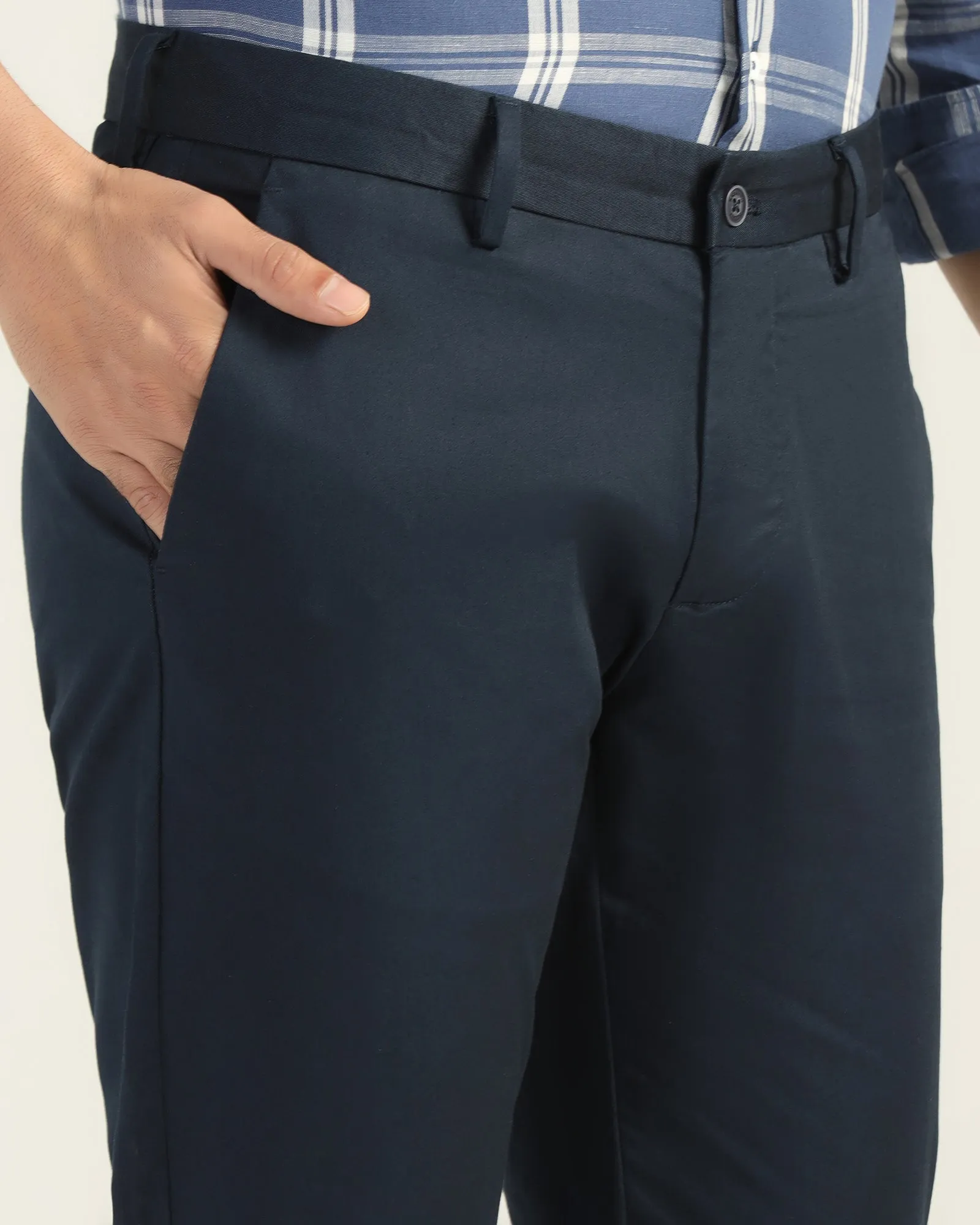 Tight Fit Chilly Day Comfort Slim Fit B-91 Casual Navy Solid Khakis - Martin