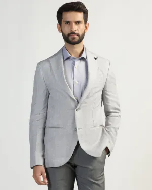 Linen Formal Light Grey Textured Blazer - Nero Easy Layering TapedZippers
