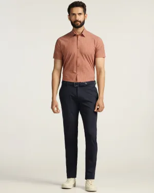 Tagless Labeling Long Use TechPro Slim Fit B-91 Casual Navy Solid Khakis - Ziea