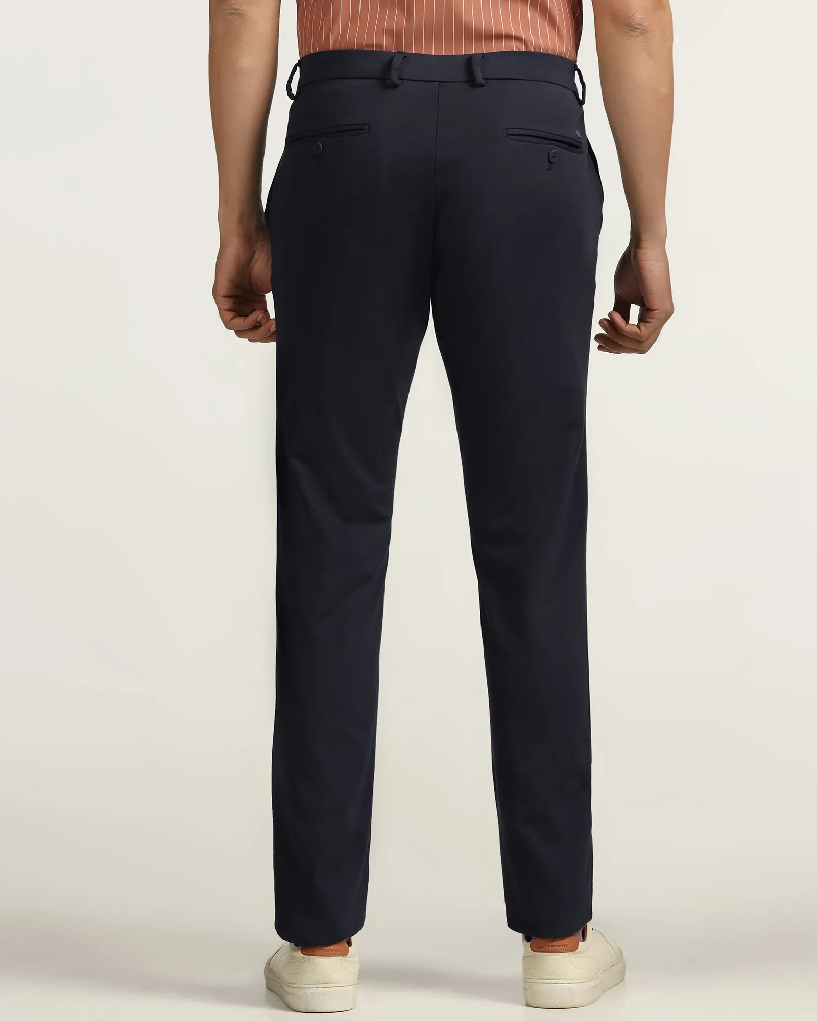 TechPro Slim Fit B-91 Casual Navy Solid Khakis - Ziea Odor control All-day Flex