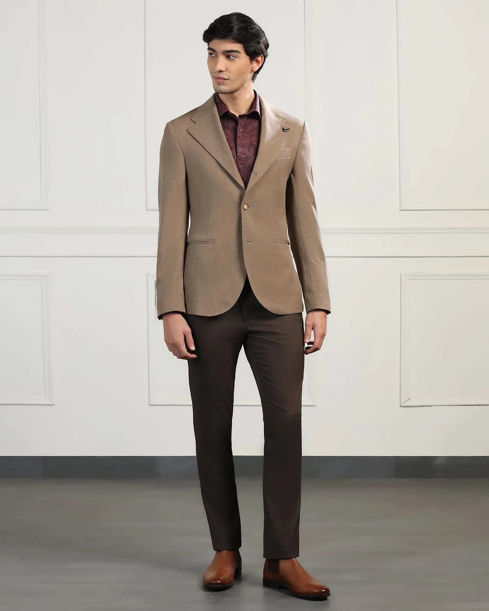 Formal Khaki Textured Blazer - Bolt Roll up sleeves