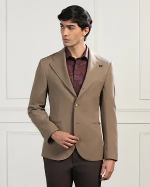 Daily Commute Formal Khaki Textured Blazer - Bolt