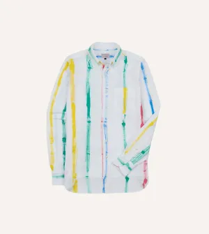 Michael McGregor for Drake??s Hand-Painted Stripe Cotton Oxford Cloth Button-Down Shirt V-neck style Thermal Regulation Fabric