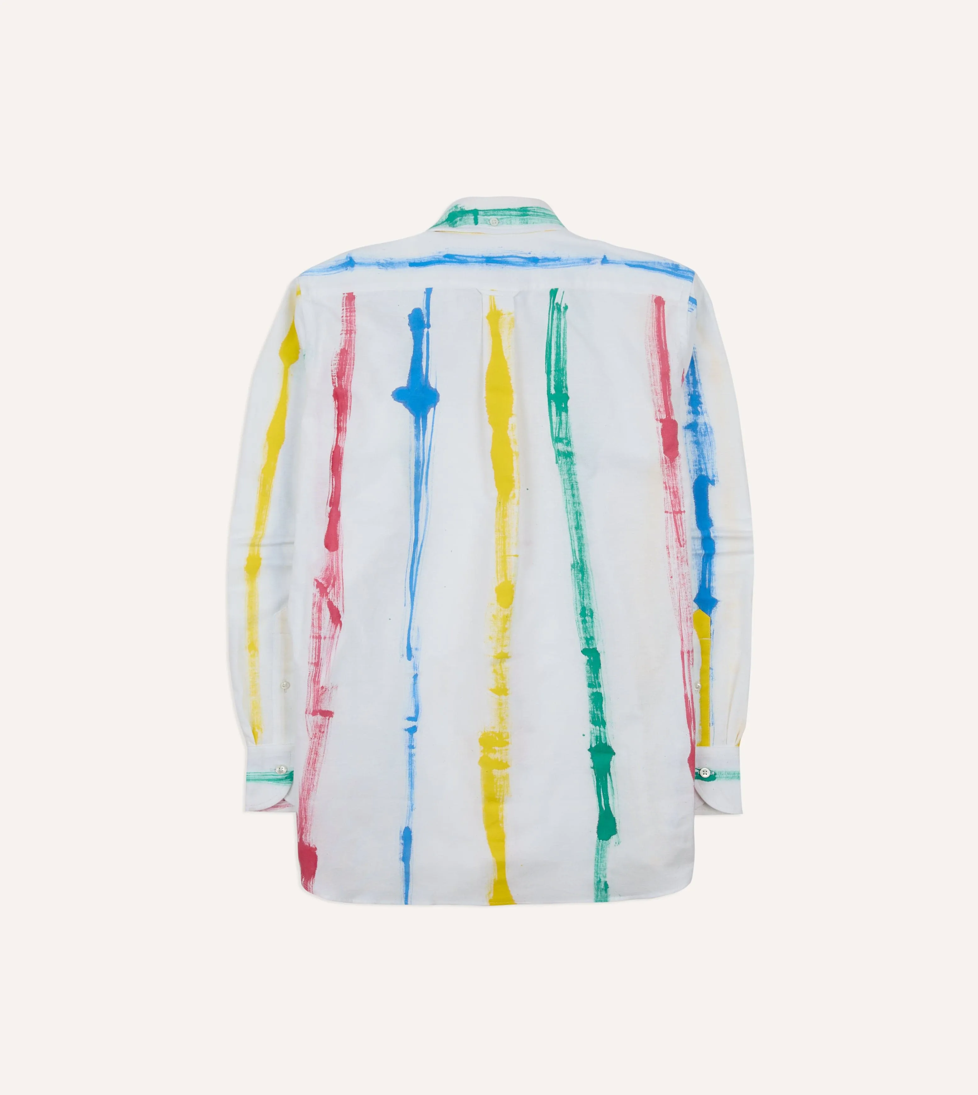 Michael McGregor for Drake??s Hand-Painted Stripe Cotton Oxford Cloth Button-Down Shirt Casual Sophistication Matte Look