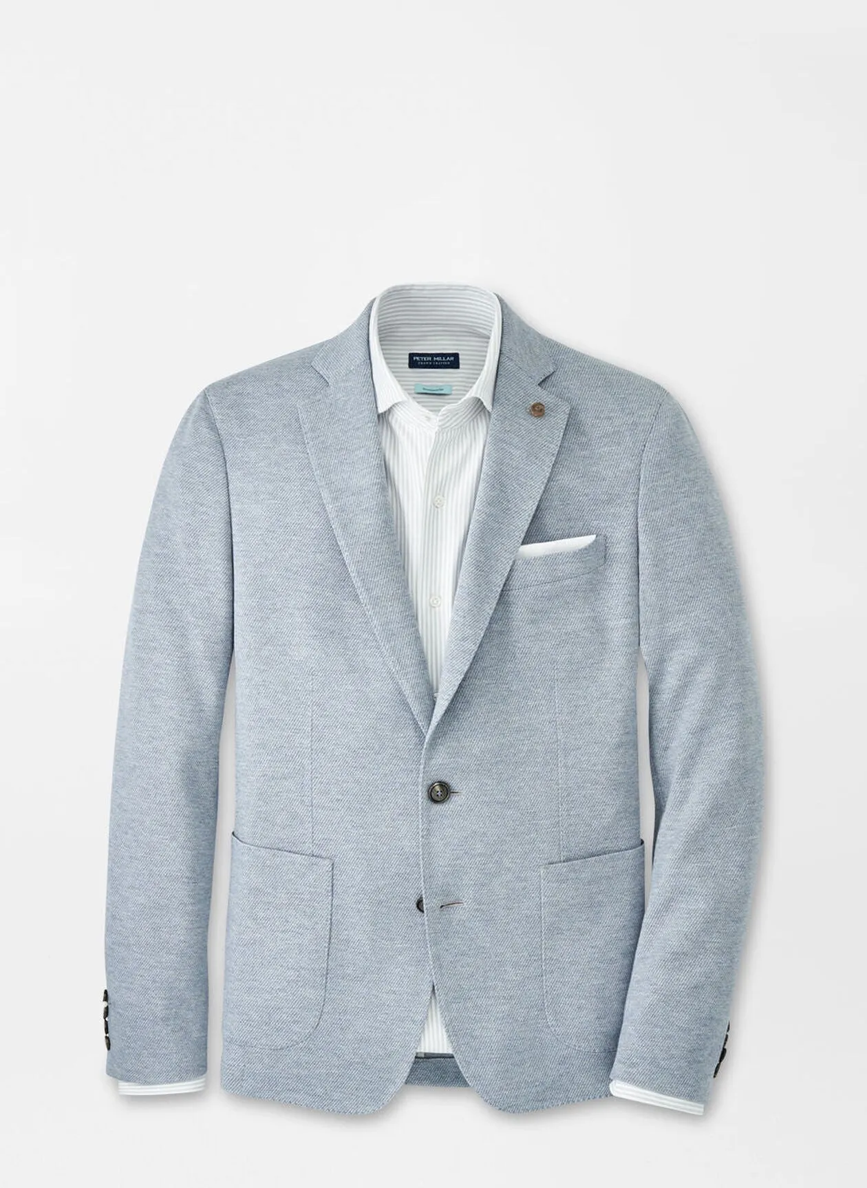 Ergonomic Drape Peter Millar Barclay Knit Soft Jacket in Rain Cloud