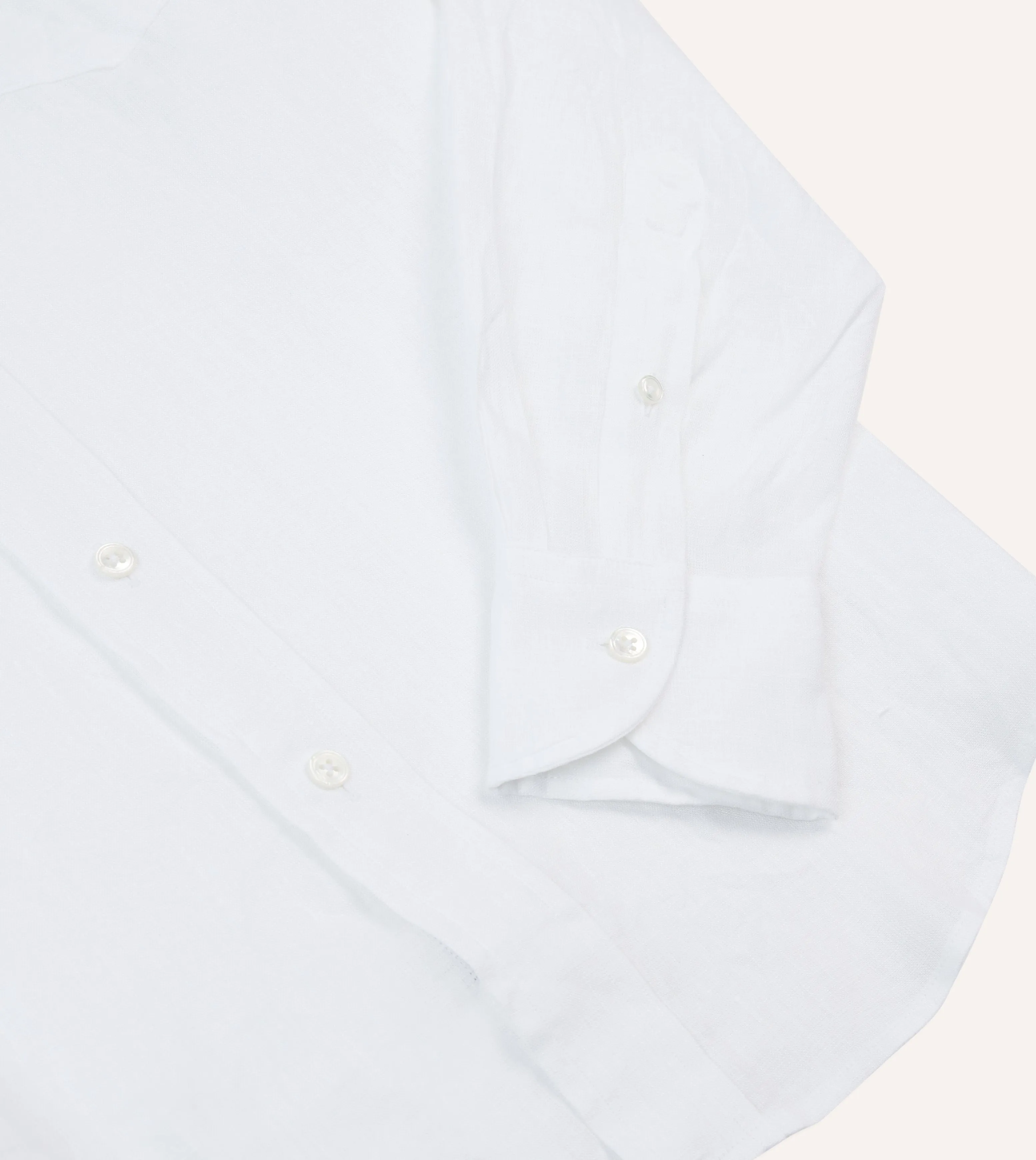 White Linen Spread Collar Shirt Soft Stretch Collar