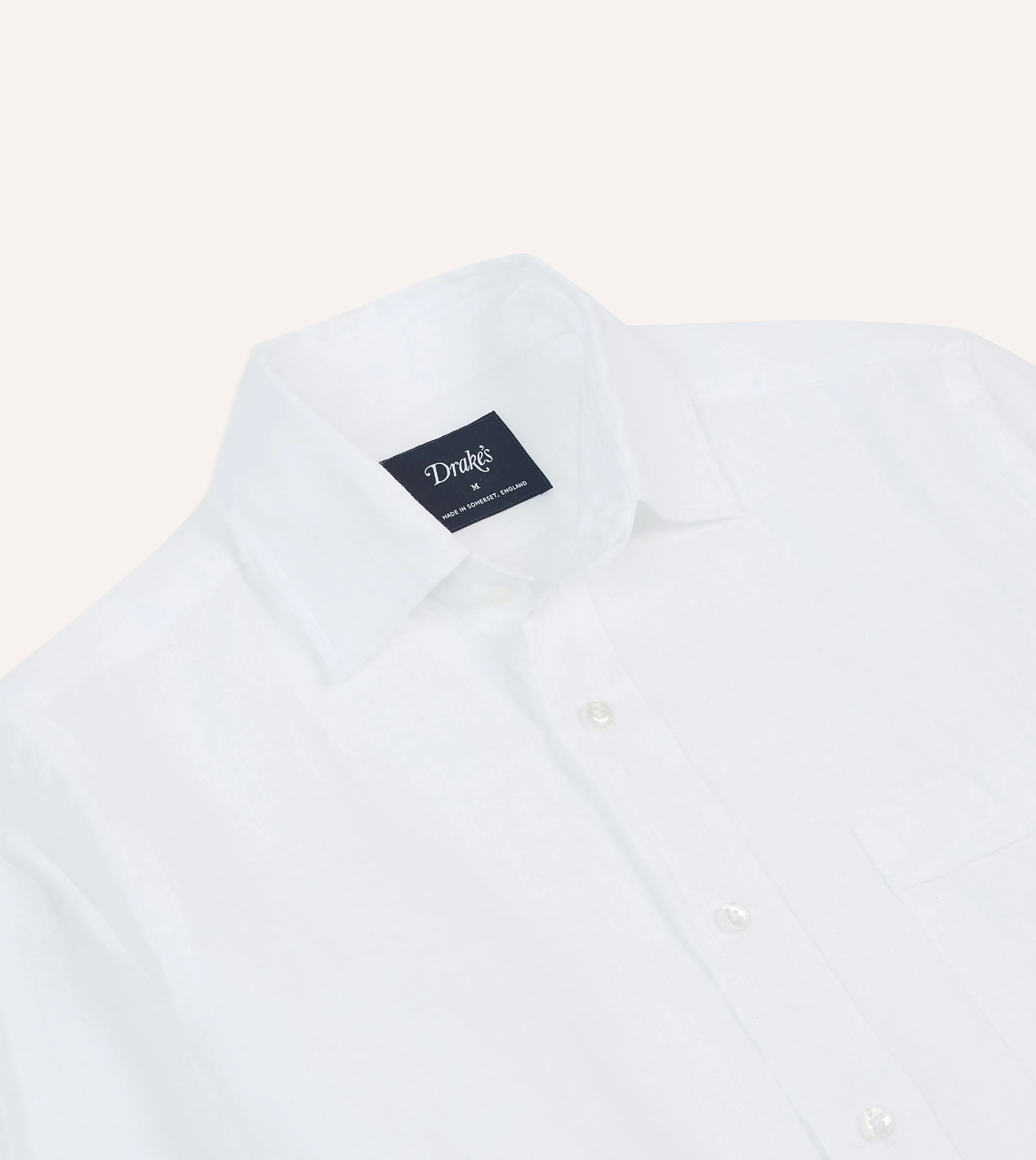 White Linen Spread Collar Shirt Flexible Mobility slim cut