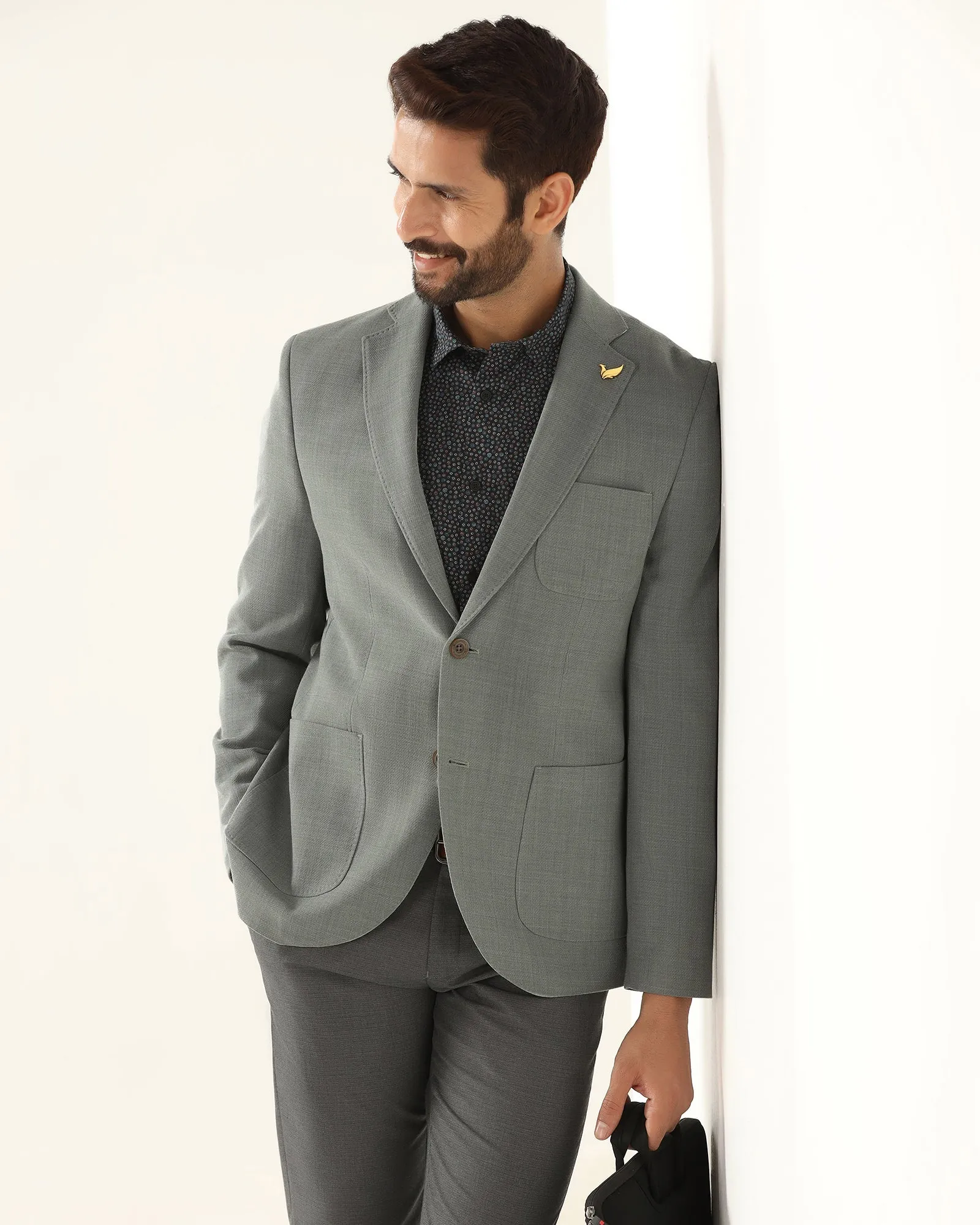 Magnetic Closure Luxe Formal Light Green Solid Blazer - Soho