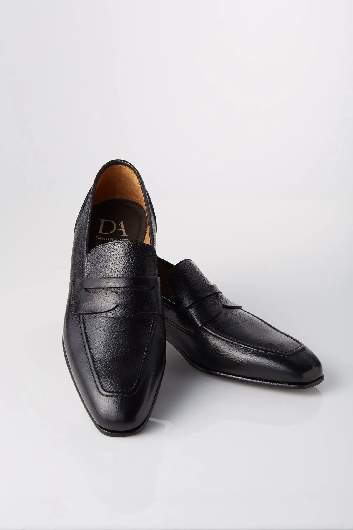 Step Ahead Old School David August Leather Penny Loafer in Black