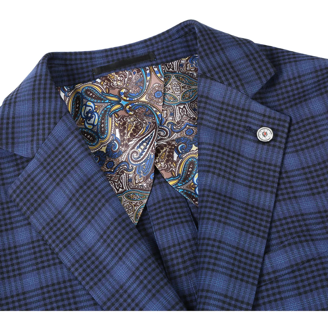 Functional Layer Piece Functional Pockets Style Pellagio Men's Half Canvas Blazer Royal Blue PF23-2