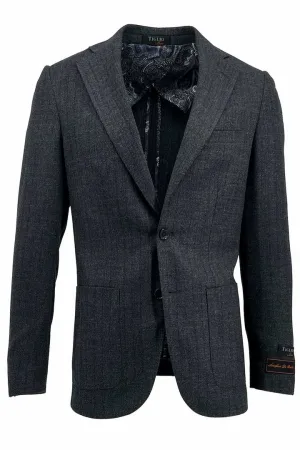 Ripstop Reinforcement Tiglio Luxe Charcoal Gray With Stripes Veneto/THP Slim Fit Half Lined, Pure Wool Jacket TL3321