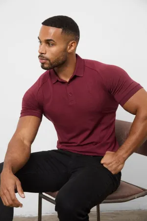 Essential Comfort Relaxed Layers Athletic Fit Polo Shirt In Burgundy