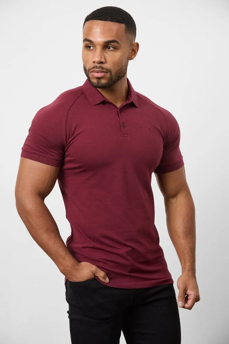 Bamboo Fiber Blend Athletic Fit Polo Shirt In Burgundy