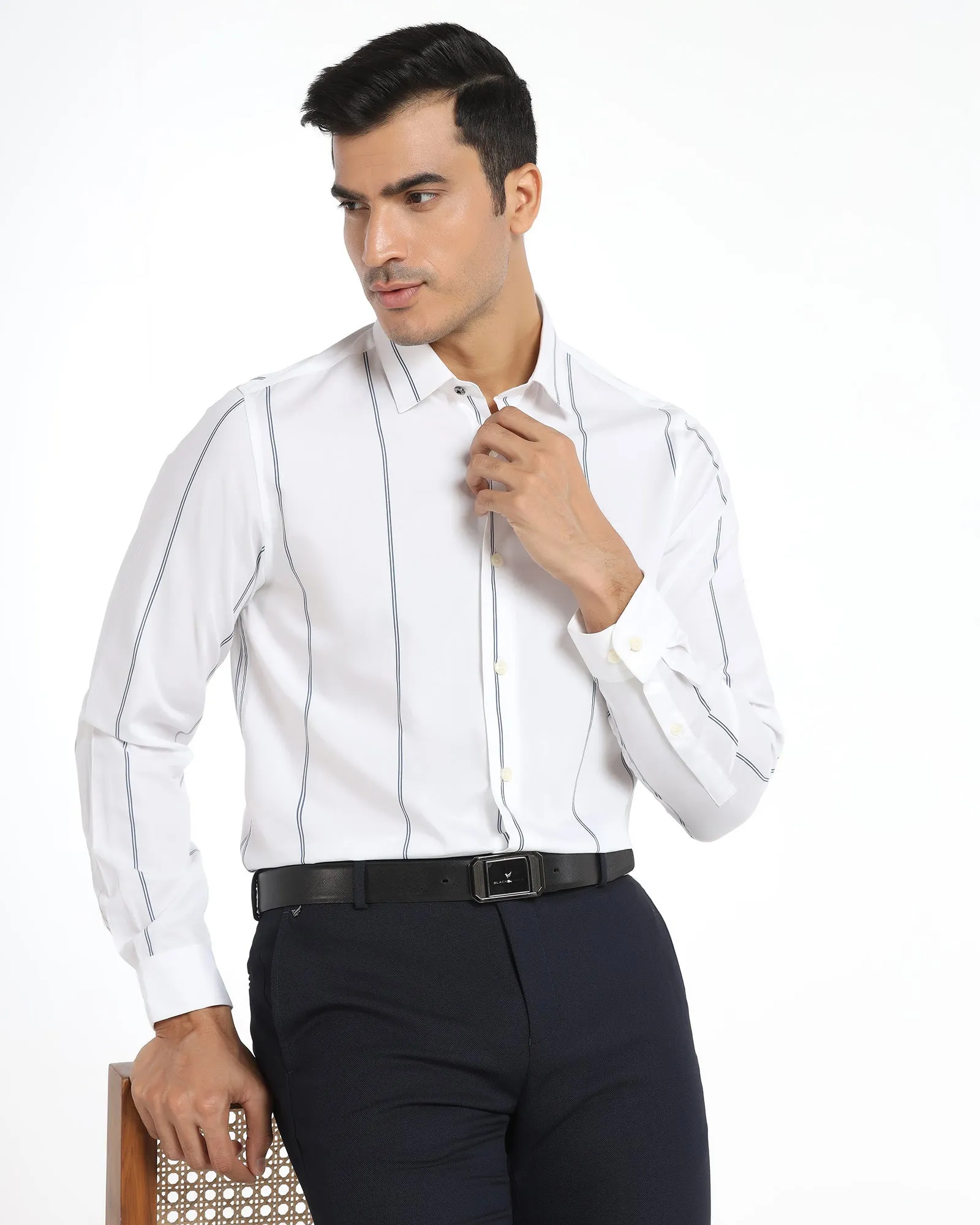 Formal White Stripe Shirt - Swing Corporate Retreat Urban Wear