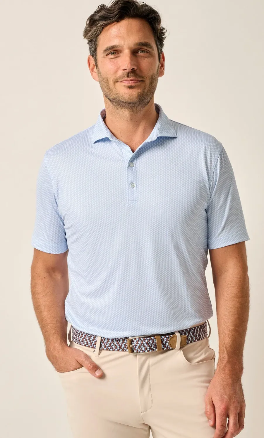 Stretchable Fabric Layered Vibe Performance Jersey Polo - Hex Print