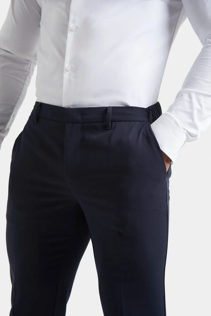 Athletic Fit Essential Pants in Navy Soft Lines ExtendedSizeRange