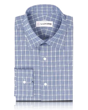 SmoothFinish NonChafingEdges Navy Blue with White Grid Shirt