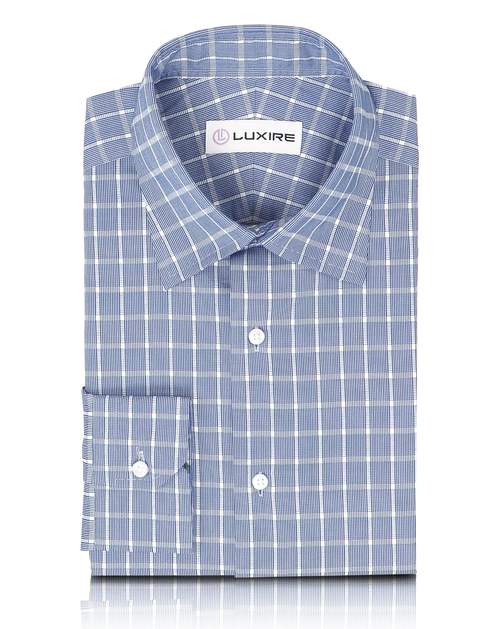 SmoothFinish NonChafingEdges Navy Blue with White Grid Shirt