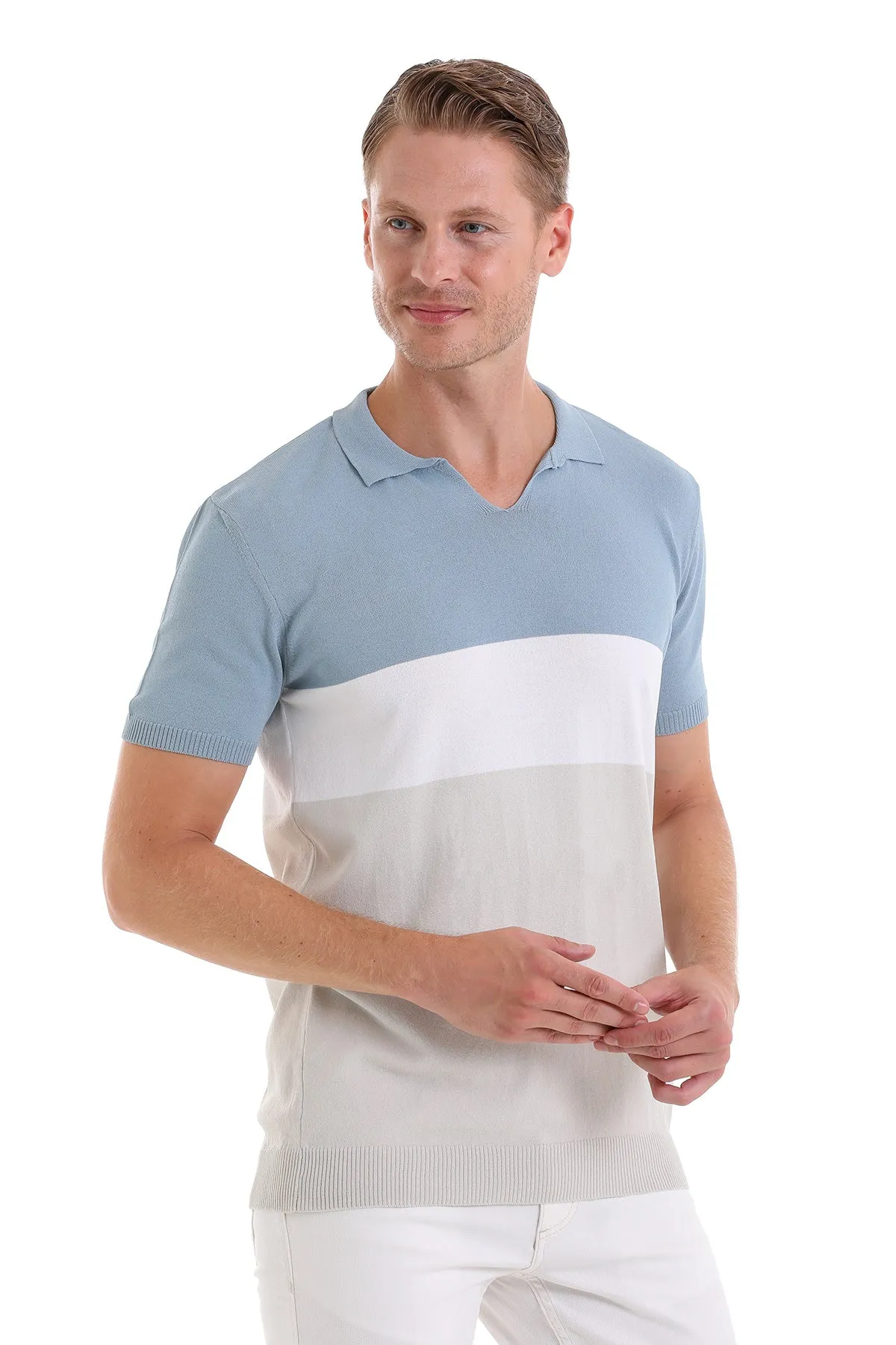 Slim Fit Light Blue Polo T-Shirt Cozy Apparel
