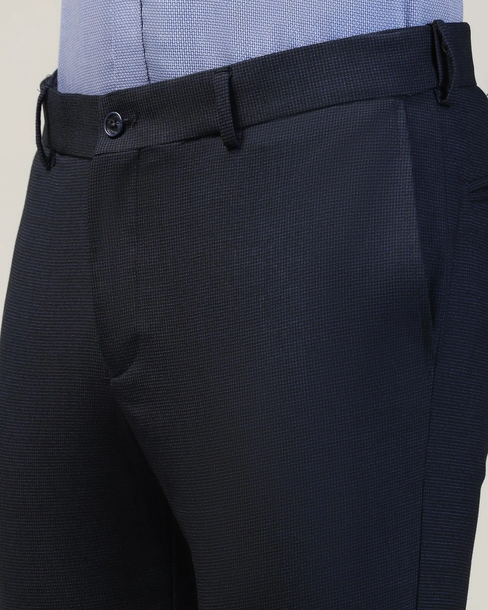 Slim Fit B-91 Formal Navy Textured Trouser - Ford Relaxed Fit Design