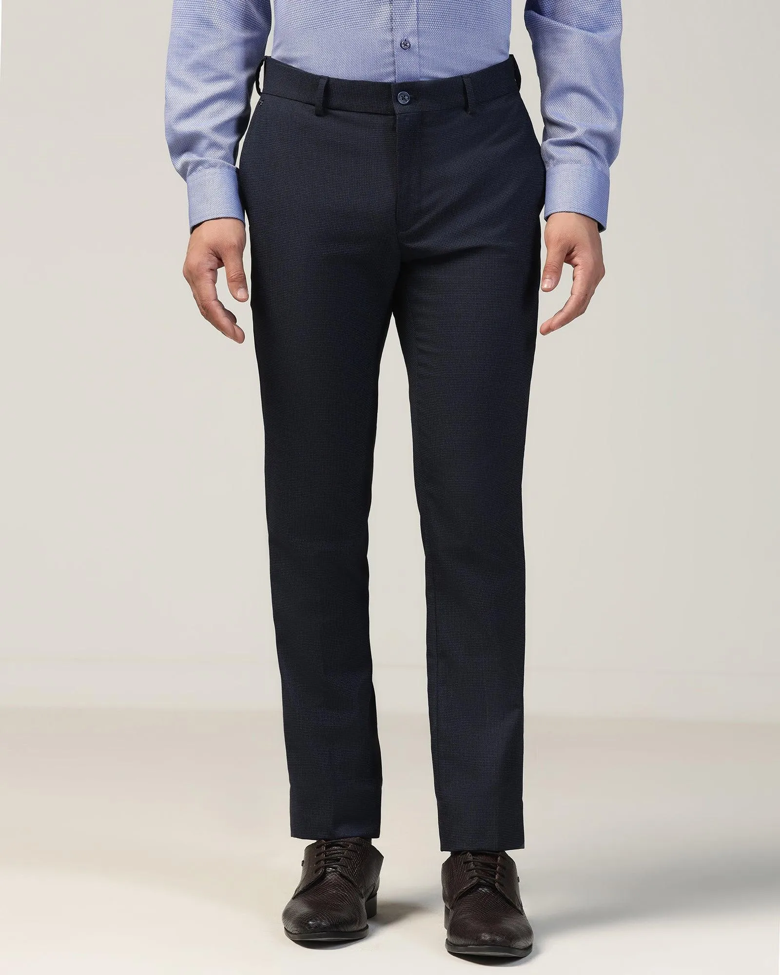 Slim Fit B-91 Formal Navy Textured Trouser - Ford sporty wear