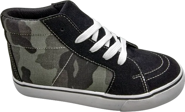Energy Step Black & Camouflage Lace Up Classic Canvas Hi- Top Youth's Shoes