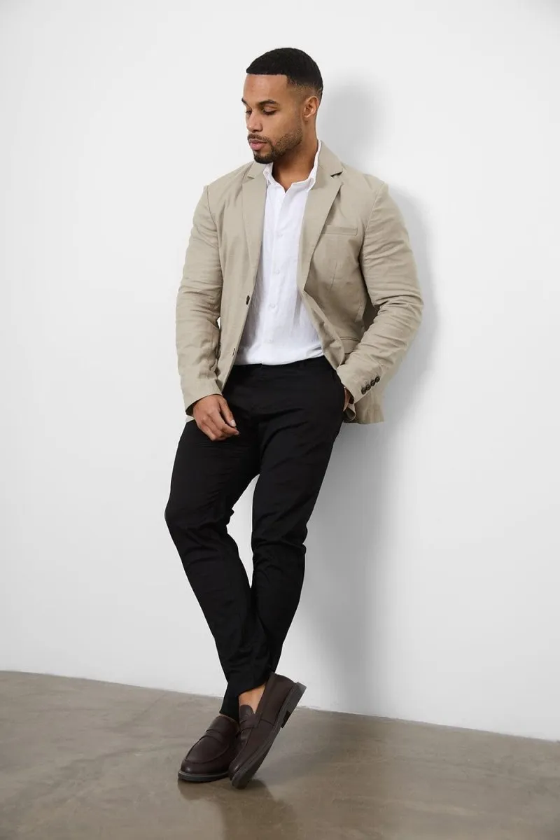 Athletic Fit Cotton Stretch Chino Pants in Black Comfy Essentials Wear Travel Ready